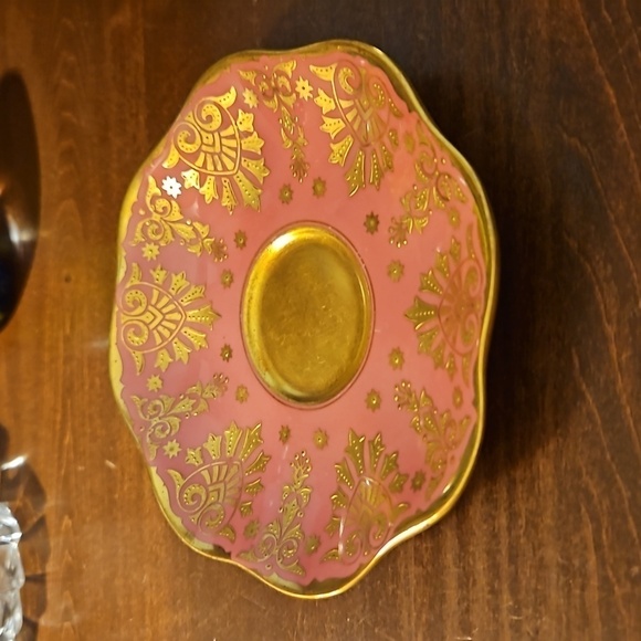 Antique COALPORT 1915 Gold Encrusted Pink Replacement Saucer #14E15 - Picture 3 of 8